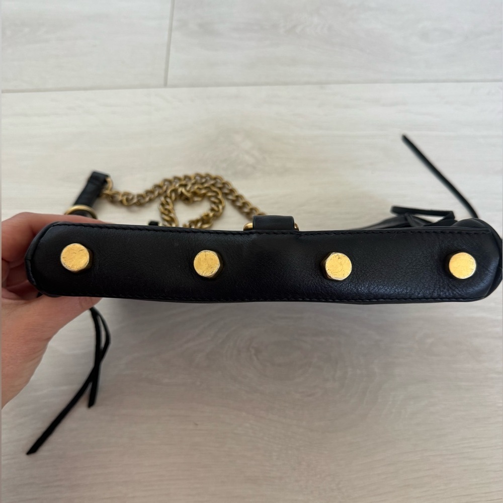 Rebecca Minkoff Black Leather Mini MAC Crossbody Bag Gold Tone Hardware - Picture 9 of 13